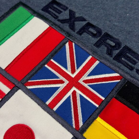 Express World Brand Full Zip Hoodie Men's XL Blue Long Sleeve Physical Fashion - Picture 8 of 10